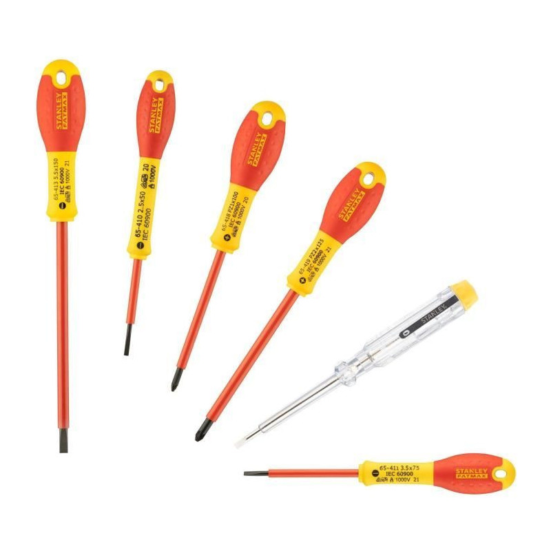 Set of 6 Insulated Screwdrivers 1000V - STANLEY FATMAX - 0-65-443 - El