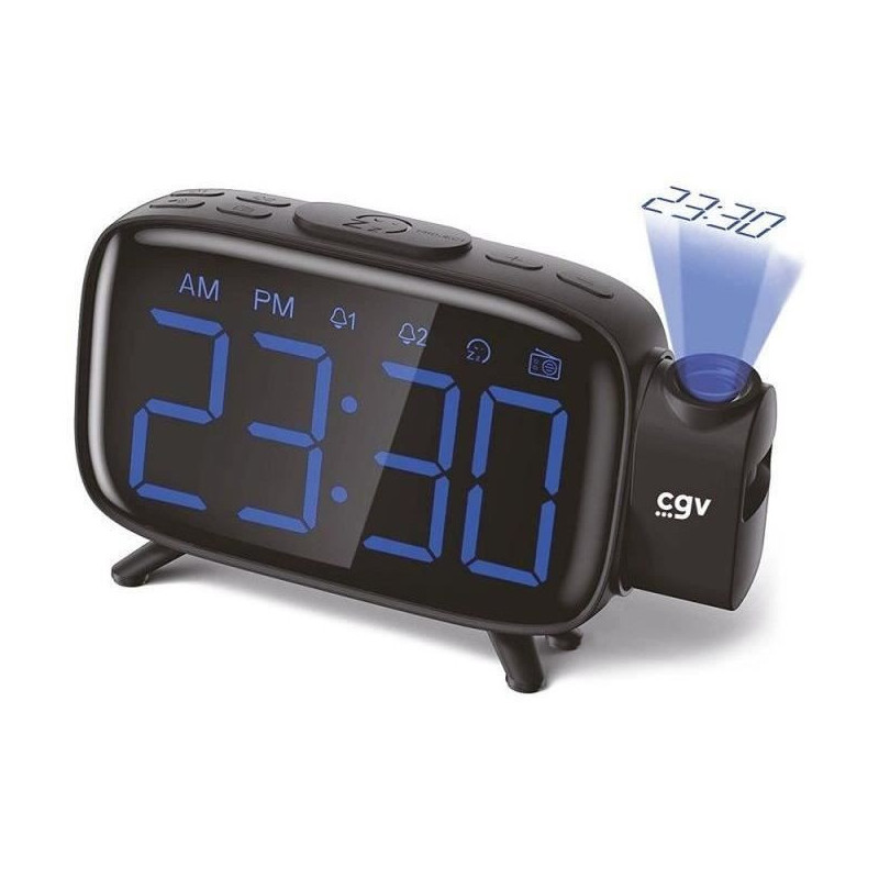 Clock radio with time projection - CGV - CR-P10 - Dual alarm - Large b