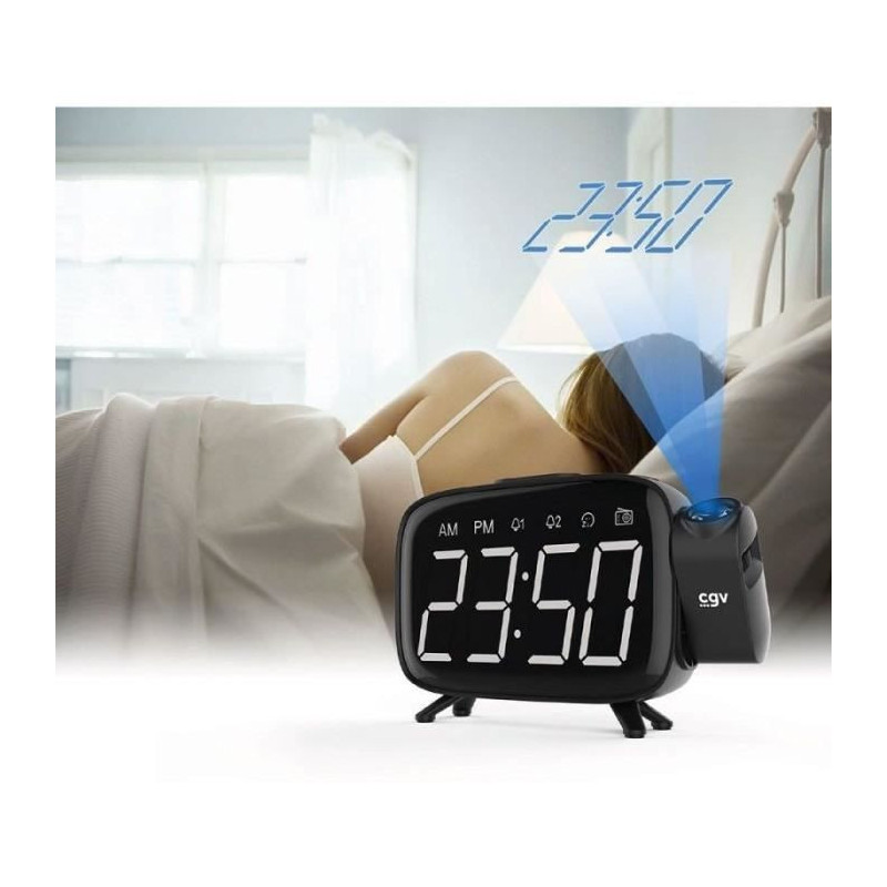Clock radio with time projection - CGV - CR-P10 - Dual alarm - Large b