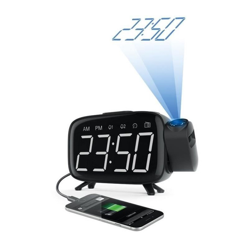 Clock radio with time projection - CGV - CR-P10 - Dual alarm - Large b