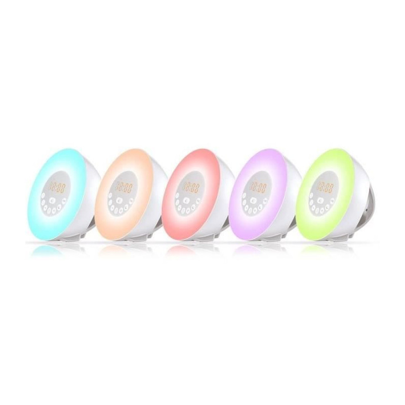 CGV CR ARUNA Clock radio with dawn simulator - 6 mood colors - White