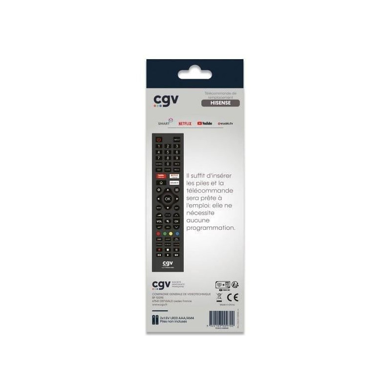 Replacement remote control - CGV - FIDELIO Hisense - For Hisense telev