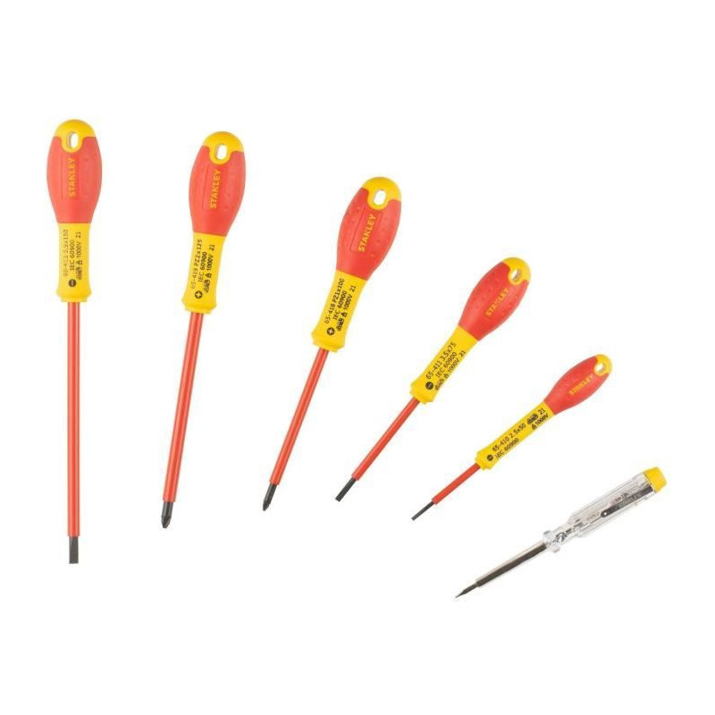 Set of 6 Insulated Screwdrivers 1000V - STANLEY FATMAX - 0-65-443 - El
