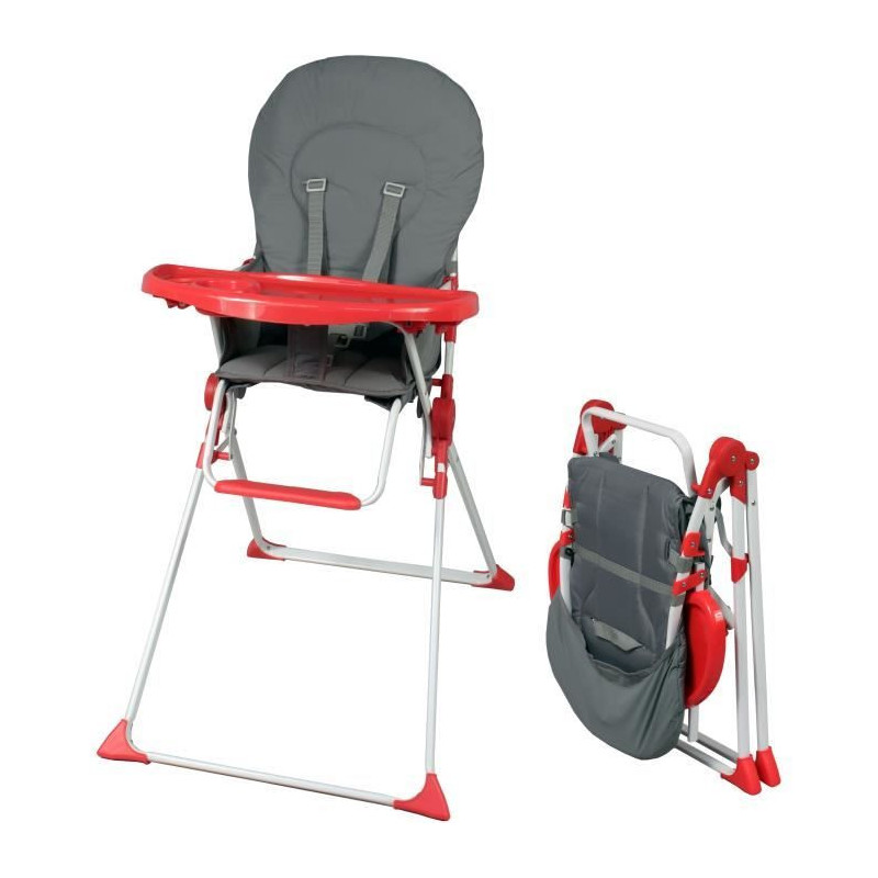 BAMBIKID Fixed high chair - 6 months - Mixed - Gray and red