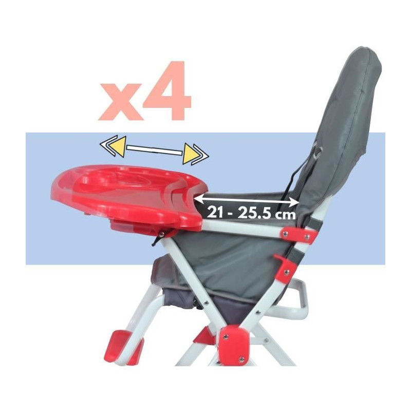 BAMBIKID Fixed high chair - 6 months - Mixed - Gray and red