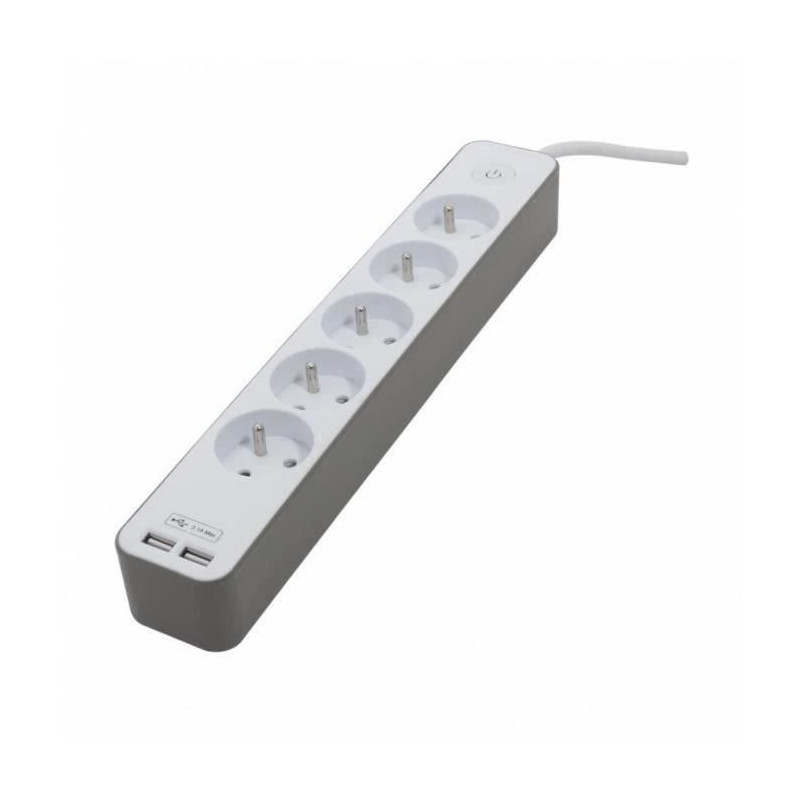 Chacon Multiprise Bloc 5 sockets 16 A with 2 USB ports and cable 1.5 m