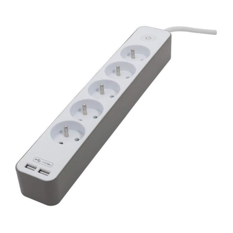 Chacon Multiprise Bloc 5 sockets 16 A with 2 USB ports and cable 1.5 m