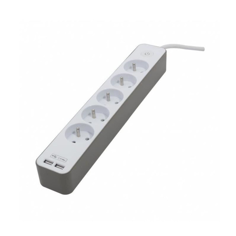 Chacon Multiprise Bloc 5 sockets 16 A with 2 USB ports and cable 1.5 m