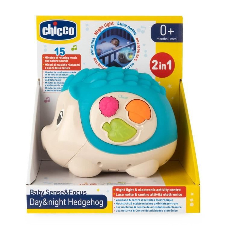 Sensory Hedgehog Activity Toy/Night Light - CHICCO - Day&Night - Blue