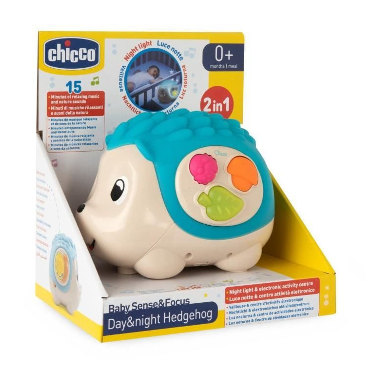 Sensory Hedgehog Activity Toy/Night Light - CHICCO - Day&Night - Blue