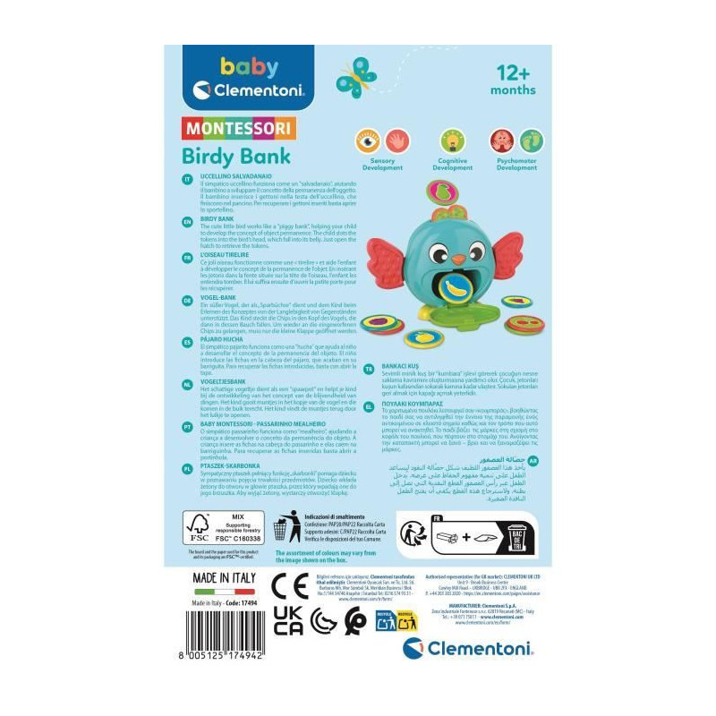 The bird piggy bank Montessori CLEMENTONI
