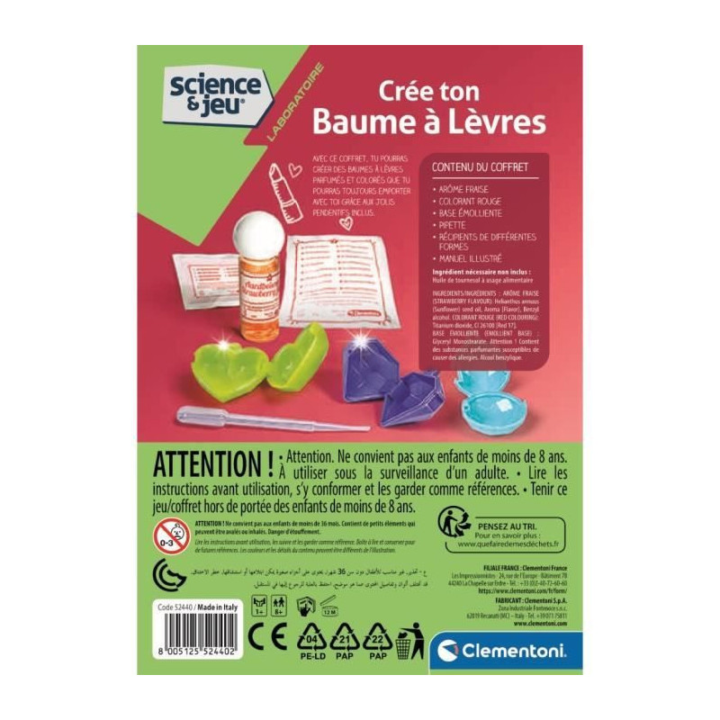 CLEMENTONI Science & Jeu - Lip balms - Scientific game