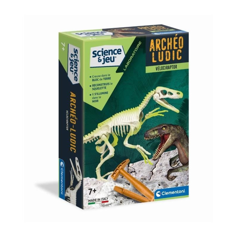 CLEMENTONI Science & Game - Archéo Ludic Vélociraptor - Scientific g
