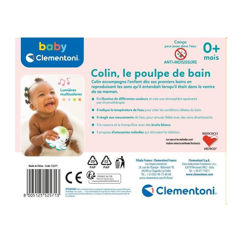 Clementoni - 52571 - Colin, the bathing octopus
