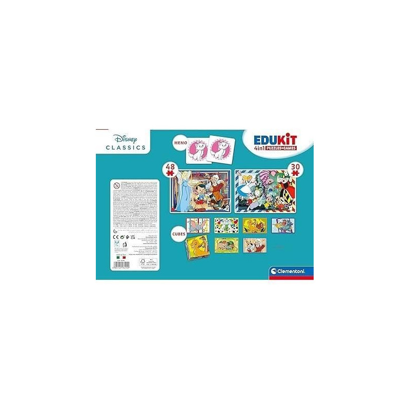 Clementoni - Edukit - Disney - 4 in 1 learning box - 2 puzzles, 1 memo