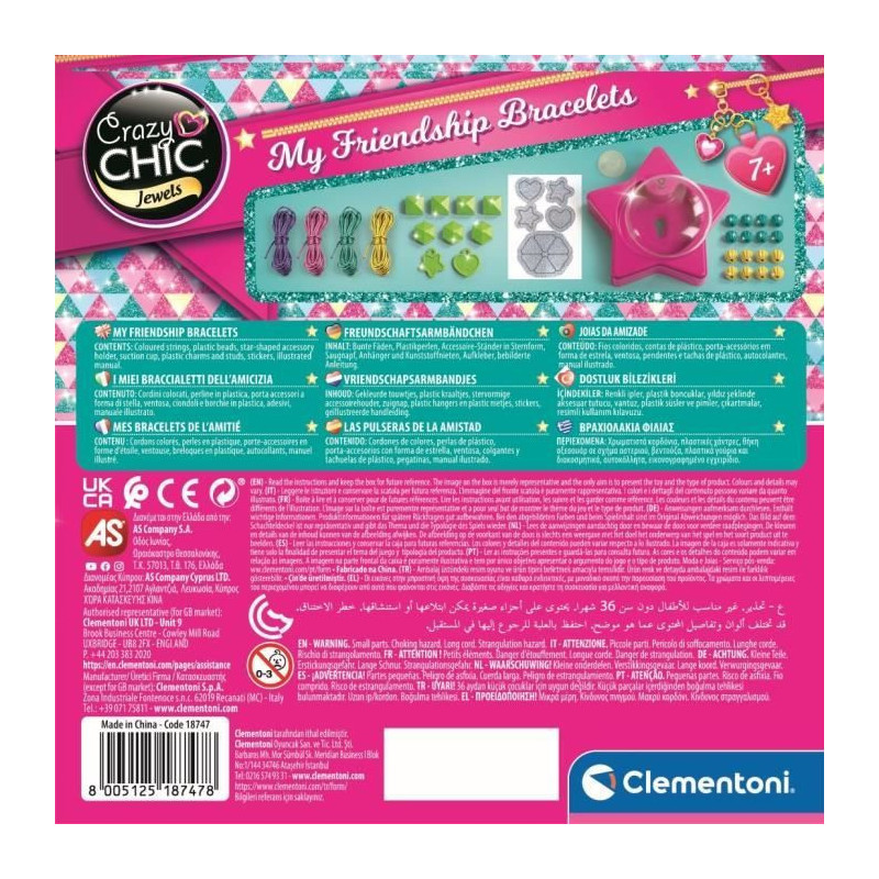 Clementoni Crazy Chic - Friendship bracelet creation box - Beads and t