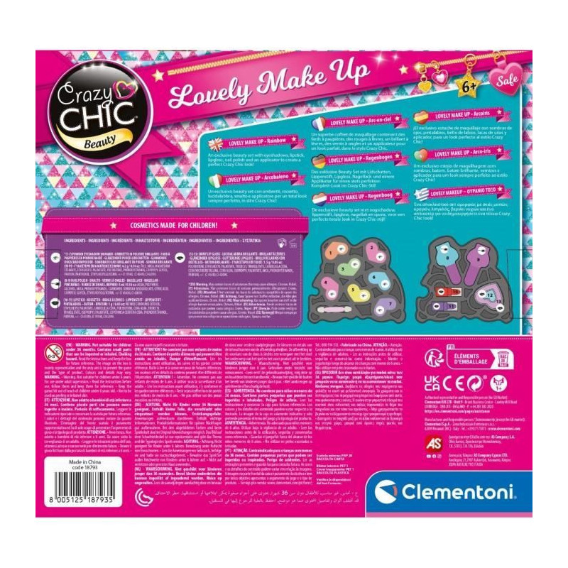 Clementoni - Rainbow Makeup Set - 2 eyeshadow palettes, lipstick and n