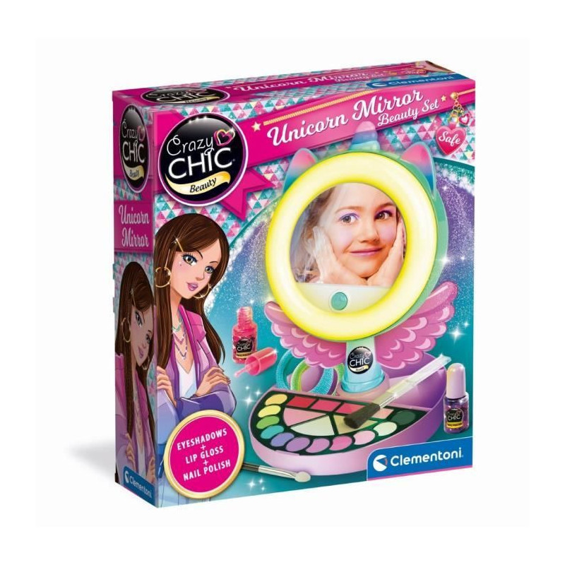 CLEMENTONI - Unicorn makeup mirror - Light ring - Makeup and hair and
