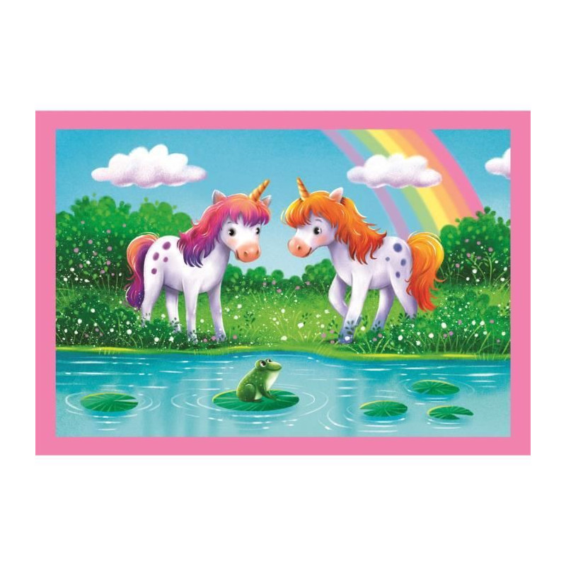CLEMENTONI - 4 in 1 Puzzle - A Day with Unicorns