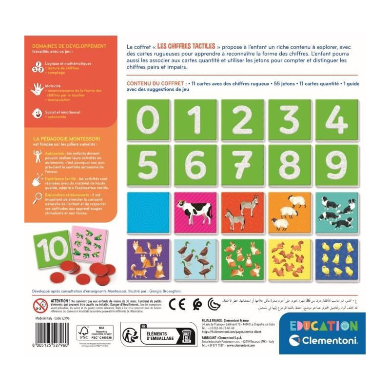 Montessori - Clementoni - Tactile numbers - Educational game learning