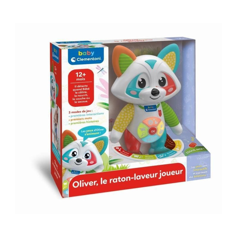 Baby Clementoni - Oliver, the playful raccoon - Interactive game - 4 g