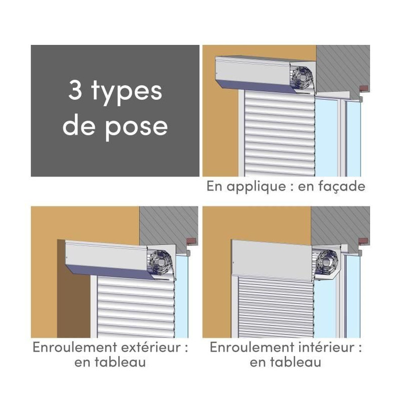FRANCE-COMBI PVC hand-cut reversible shutter with strap - W 120 x H 15