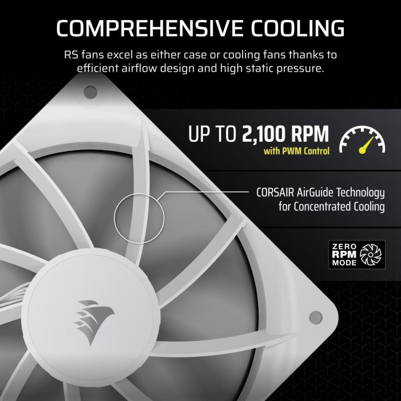 Pack of 3 120mm PWM fans - CORSAIR - RS120 - White