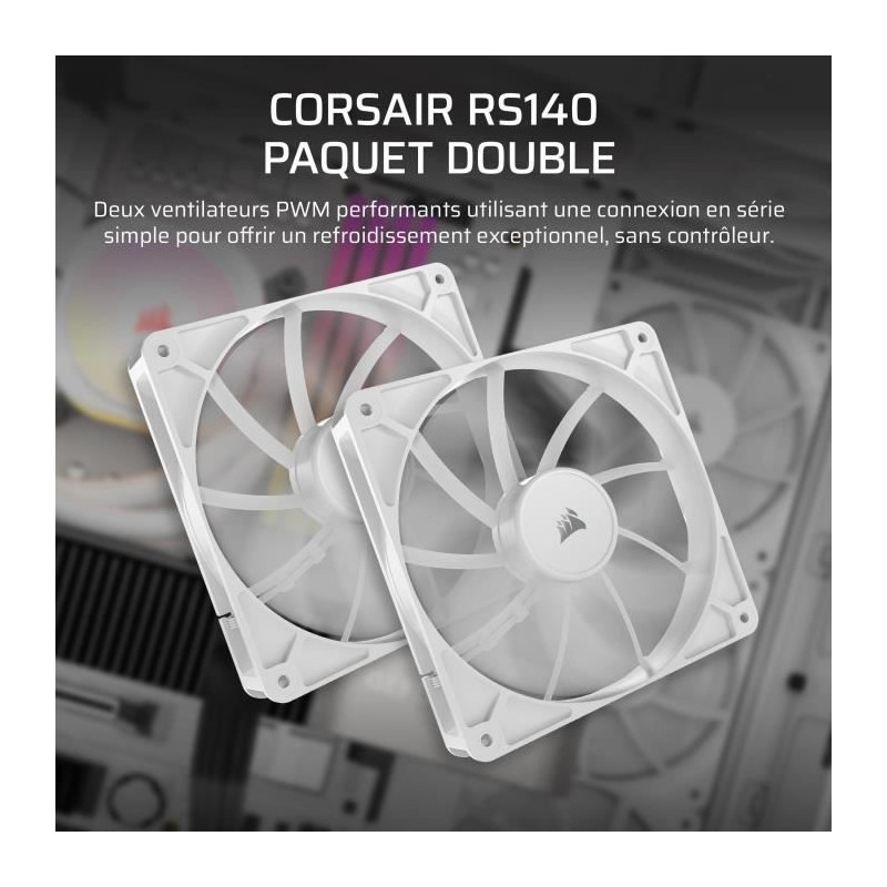 Pack of 2 140mm PWM fans - CORSAIR - RS140 - White