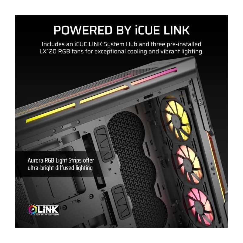 PC Case - CORSAIR - iCUE LINK 5000T LX RGB Series - Mid-Tower - Black