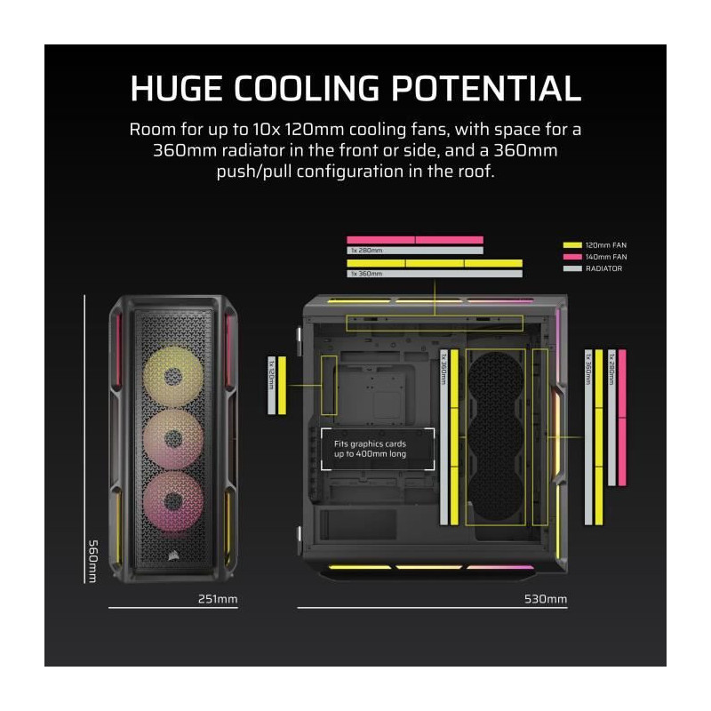 PC Case - CORSAIR - iCUE LINK 5000T LX RGB Series - Mid-Tower - Black