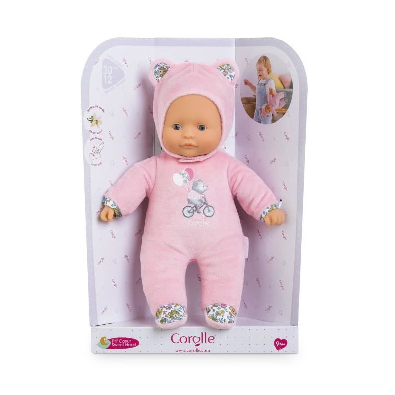 My Doudou COROLLE - Pti' Coeur Ours Rose - 30 cm - small baby doll - v