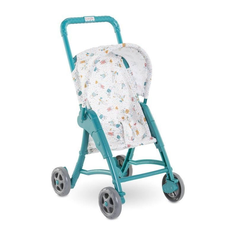 Teddy bear stroller - COROLLE - 30cm baby doll accessory - Blue - Ligh