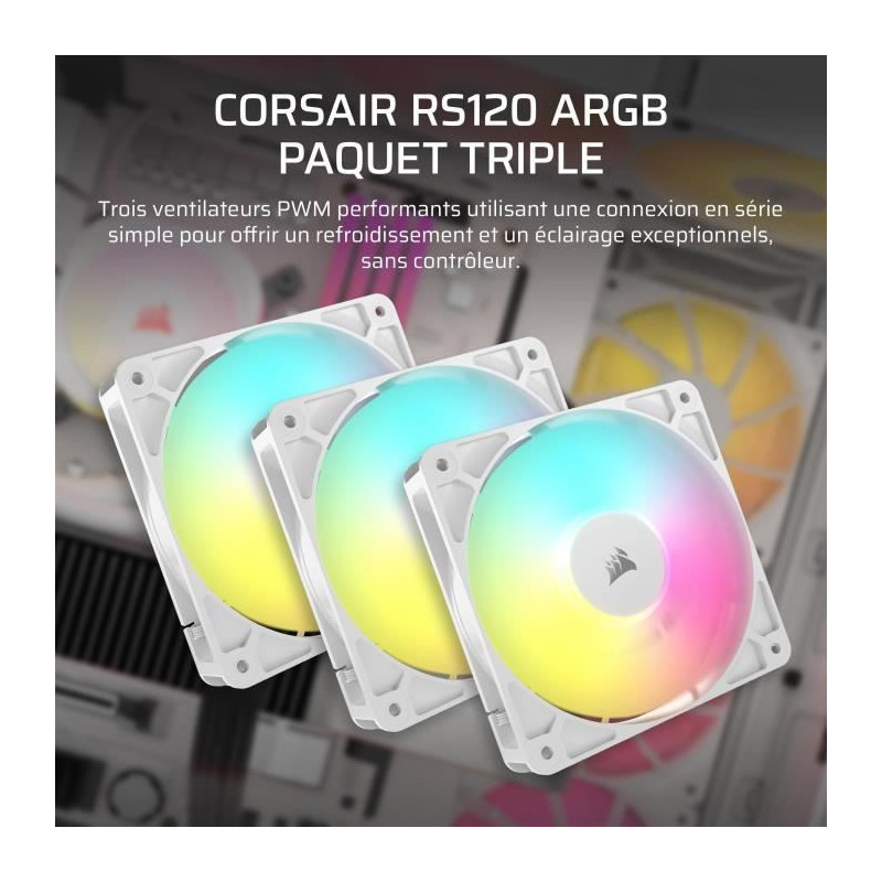 CORSAIR RS120 120mm ARGB Fan 3-Pack - White