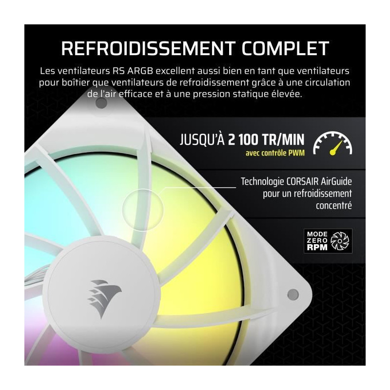 CORSAIR RS120 120mm ARGB Fan 3-Pack - White