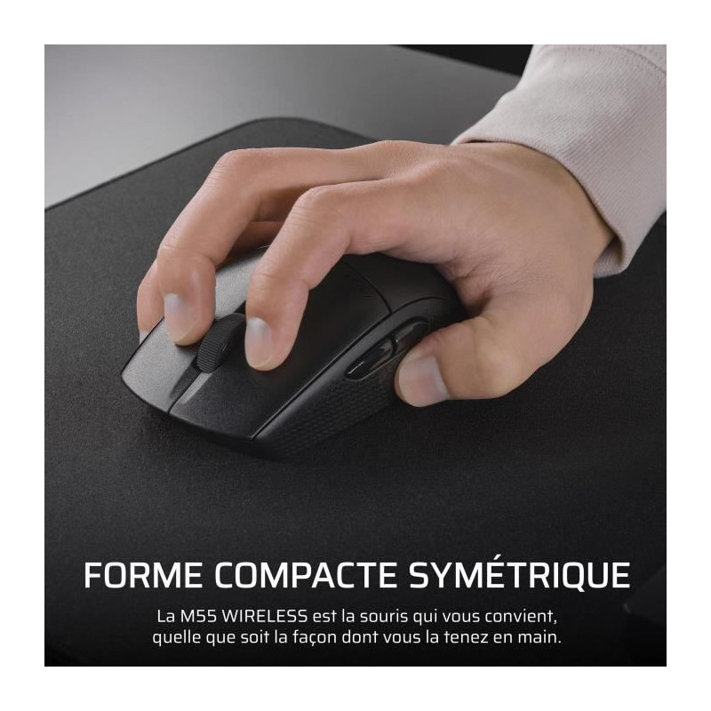 Wireless Gaming Mouse - CORSAIR - M55 Wireless - Black, Symmetrical