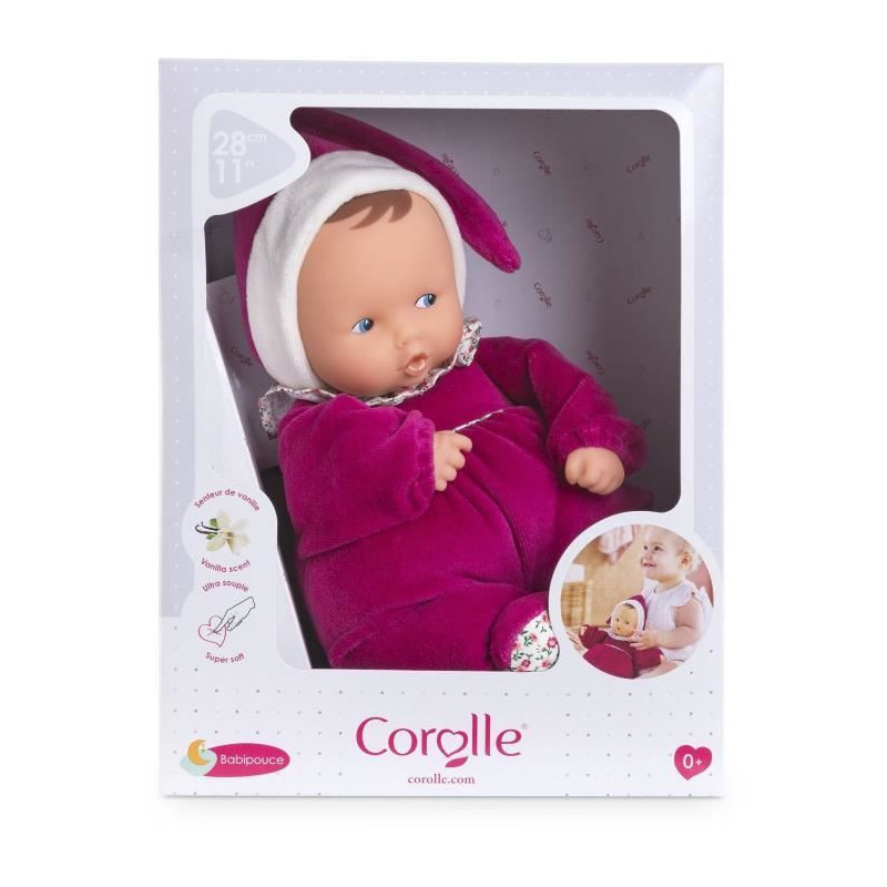 Doudou - COROLLE - Babipouce Rose Grenadine - 28 cm - vanilla scent -