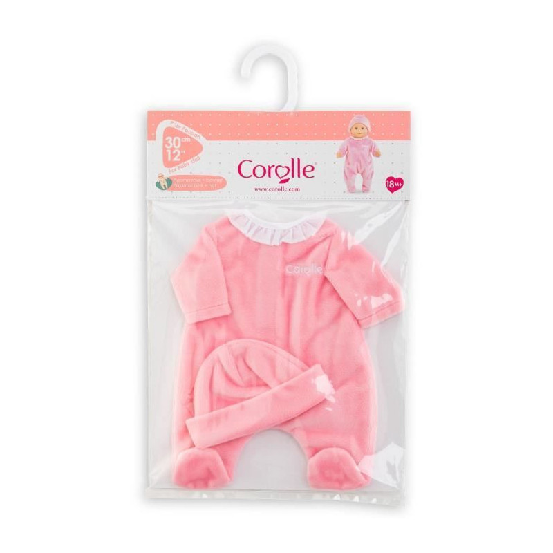 Pink Pajamas and Hat - COROLLE - Clothing - For 30cm Doll - From 18 mo