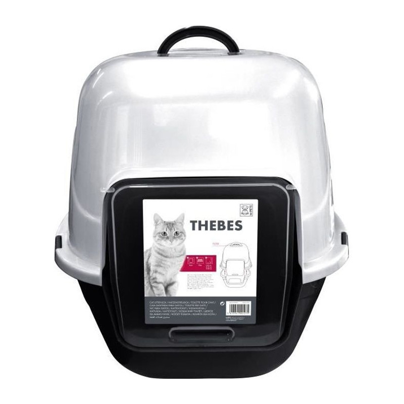 MPETS Thebes washroom - 62x53x58 cm - Black and white - For kittens