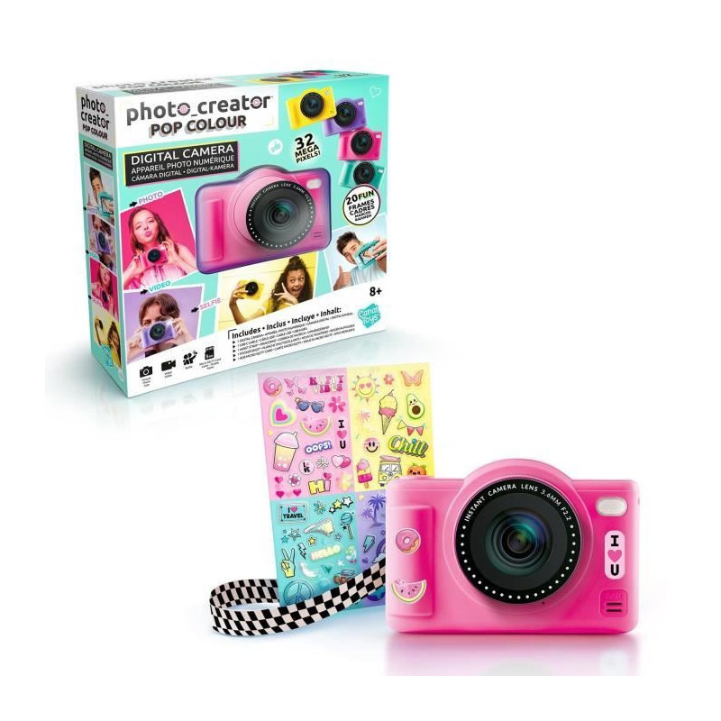 Canal Toys - Photo Creator - Pop Digital Camera Pink Color - With 32GB