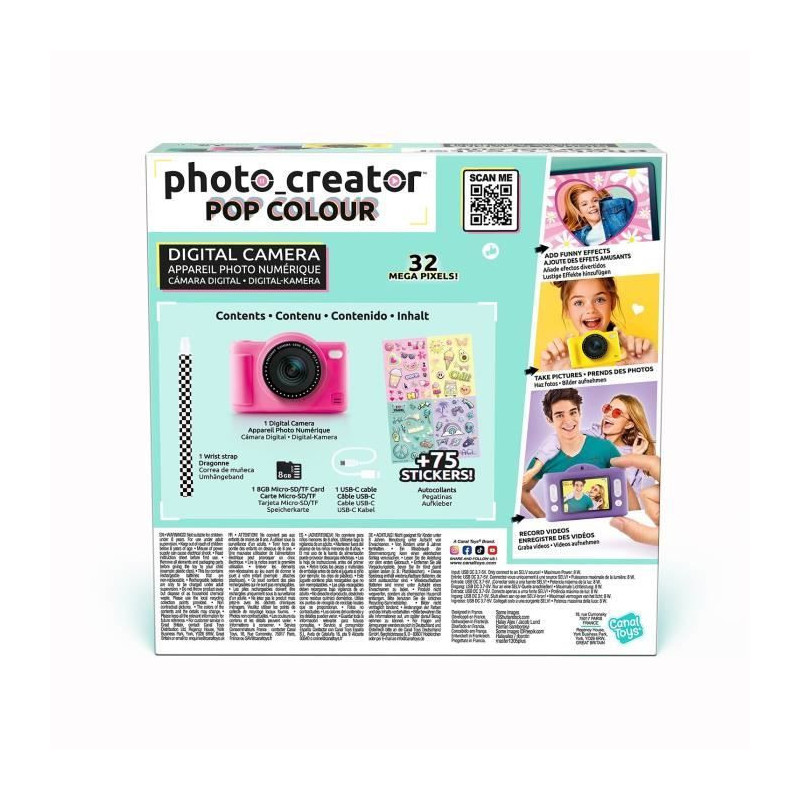 Canal Toys - Photo Creator - Pop Digital Camera Pink Color - With 32GB