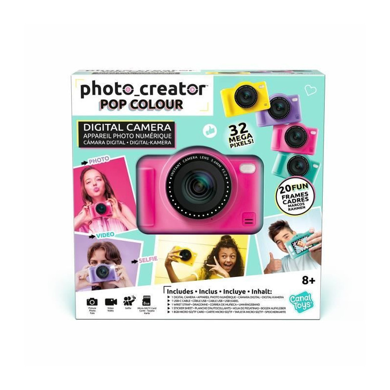 Canal Toys - Photo Creator - Pop Digital Camera Pink Color - With 32GB