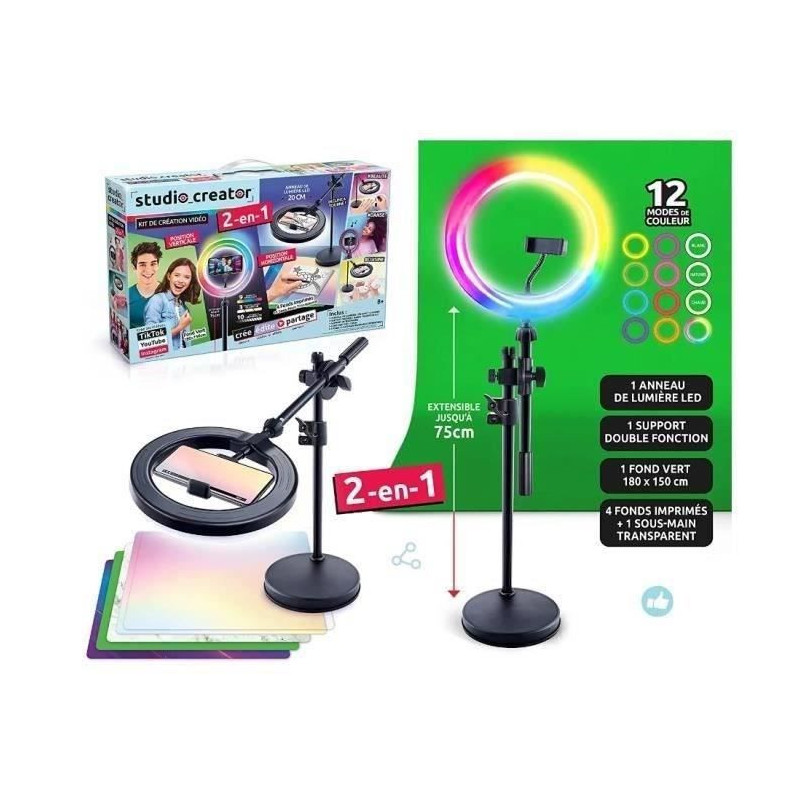 Canal Toys - 2-in-1 Video Studio with multicolored LED light ring, dou