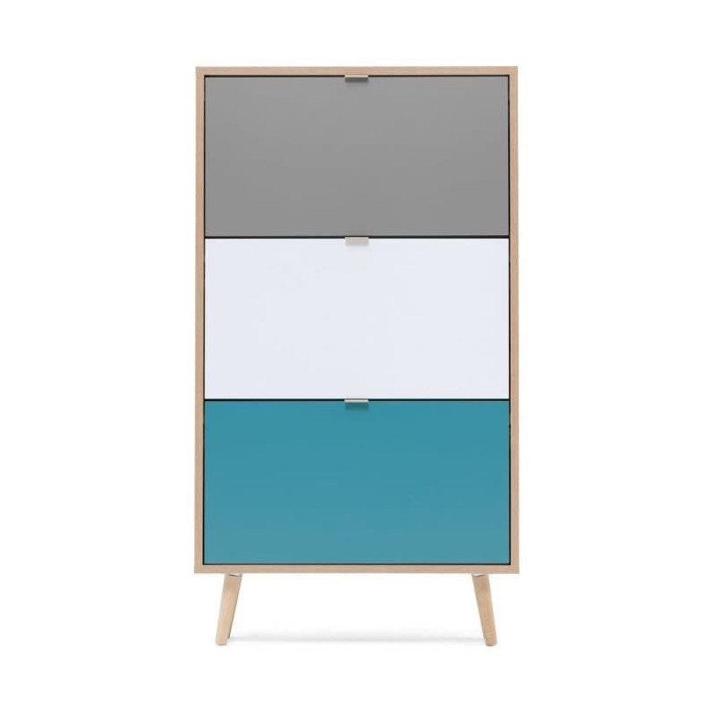 CUBA Shoe cabinet 18 pairs - Sonoma oak and light gray decor - L 70 x