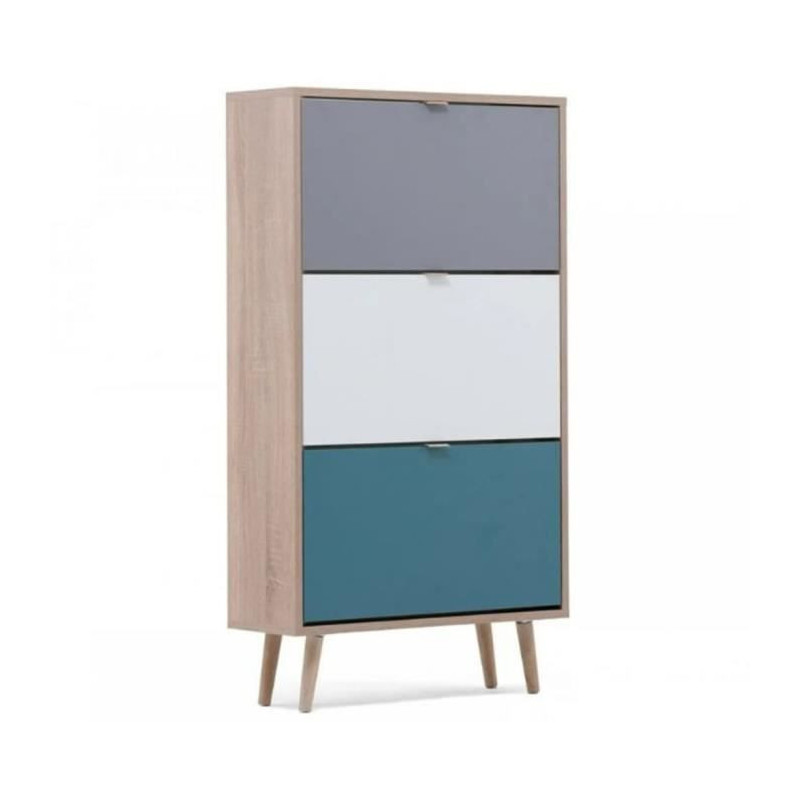 CUBA Shoe cabinet 18 pairs - Sonoma oak and light gray decor - L 70 x