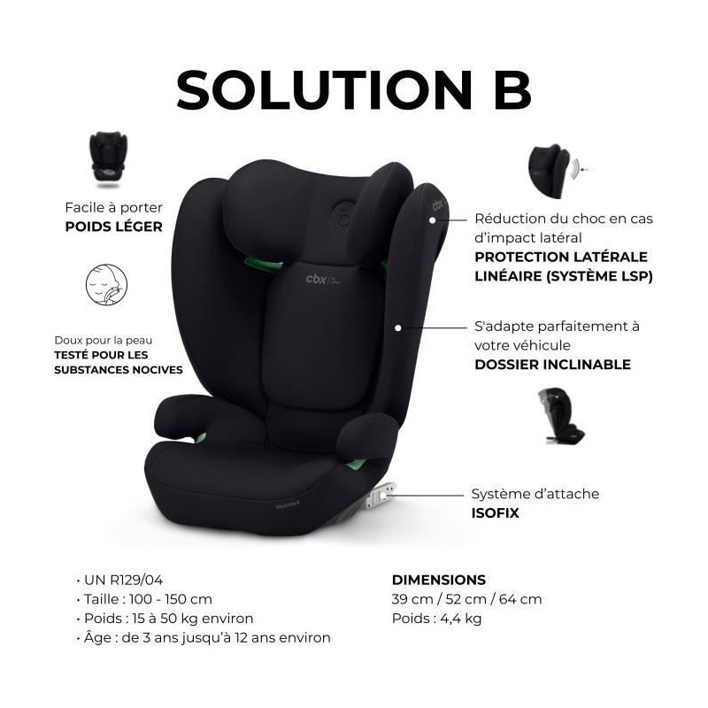 AUTO SEP SOLUTION B I -FIX Volcano Black Cybex - Group 2/3 - Black