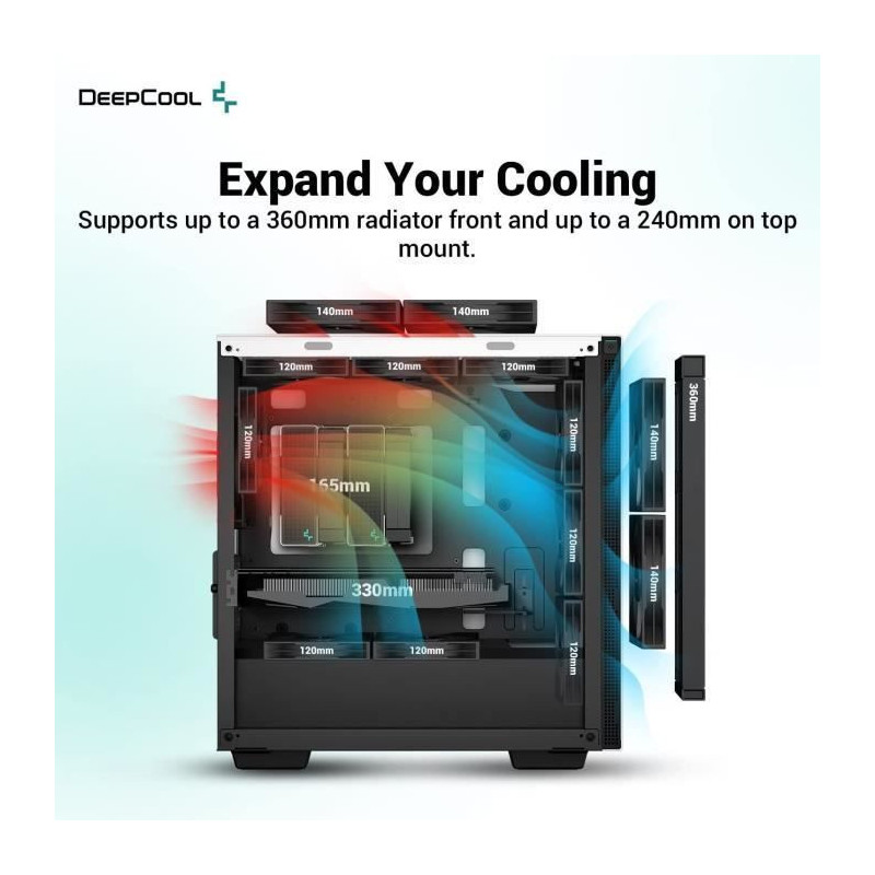 PC case without power supply - DEEPCOOL CH370 (White) - Mini tower - M