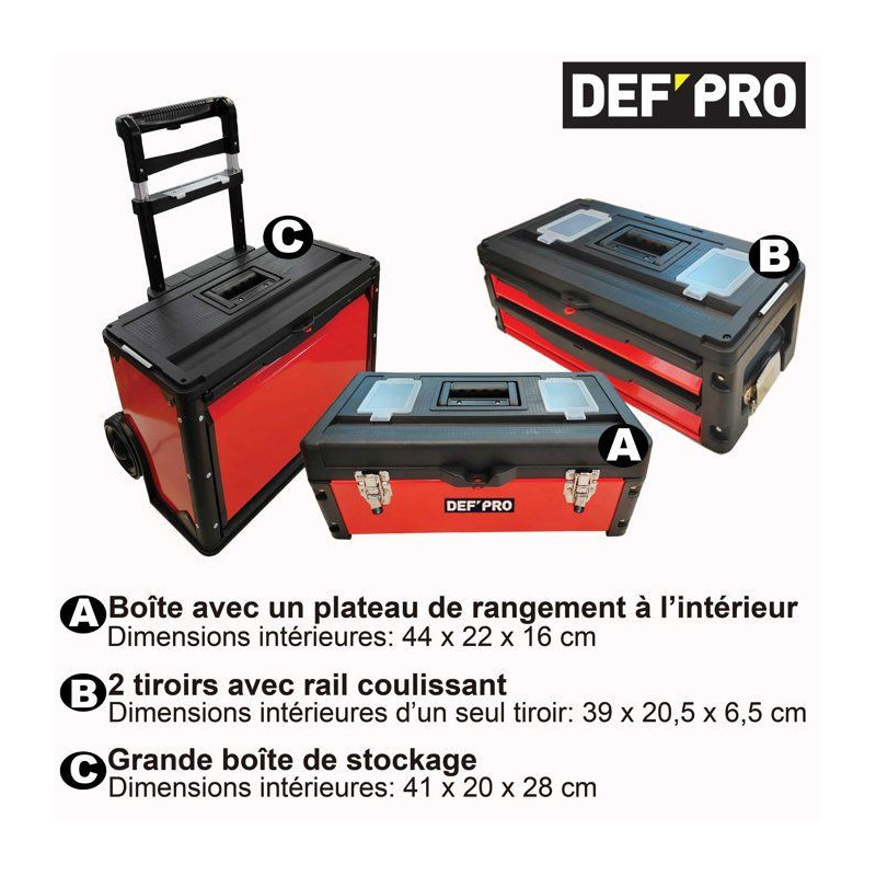DEFPRO tool trolley 3 stackable modules