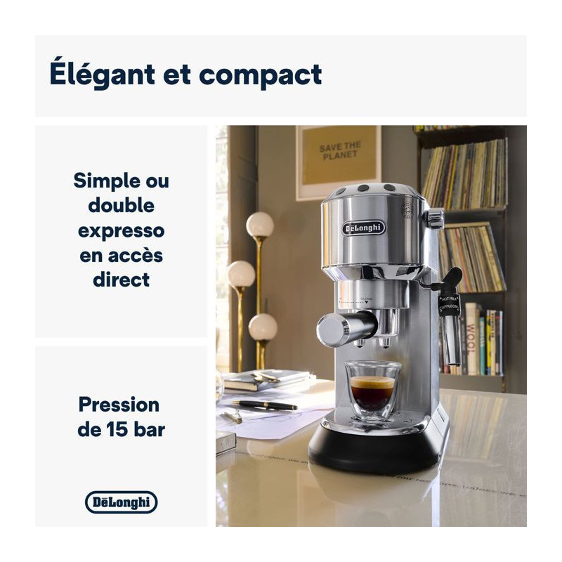 Classic espresso machine - Delonghi EC685.M Dedica Style - stainless s