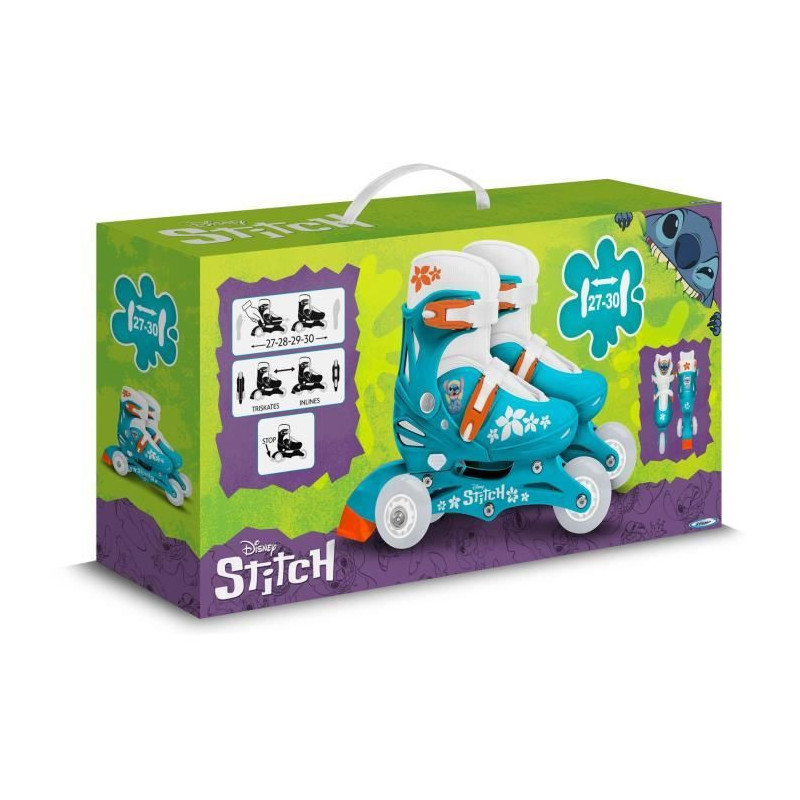2-in-1 Inline Skates - DISNEY - STITCH - 3 Wheels - Size 27-30