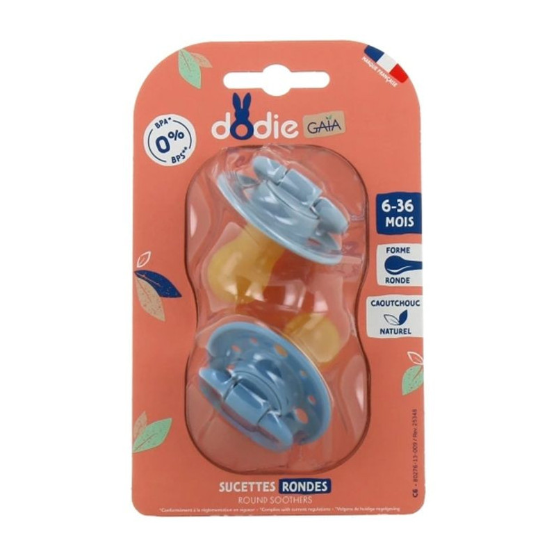 Pacifiers-Dodie Gaia Round Pacifiers 6-36M X2 (Color: Blue)